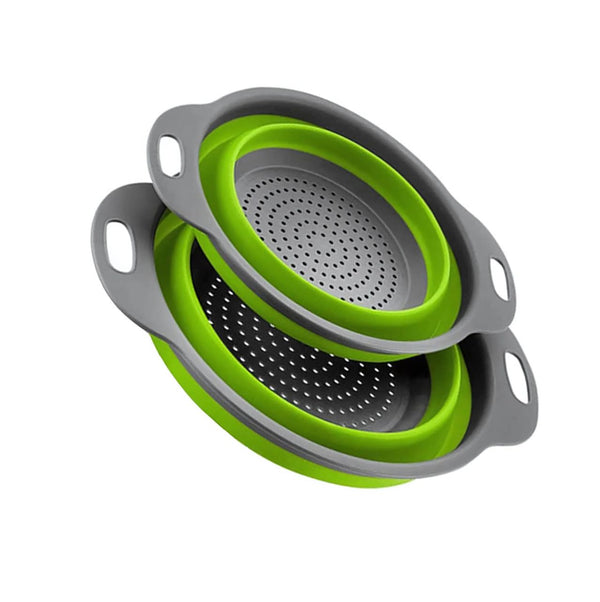 Passoire pliante double en silicone verte lot de 2
