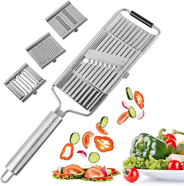 mandoline manuelle en inox coupe plusiseurs fruits et legumes
