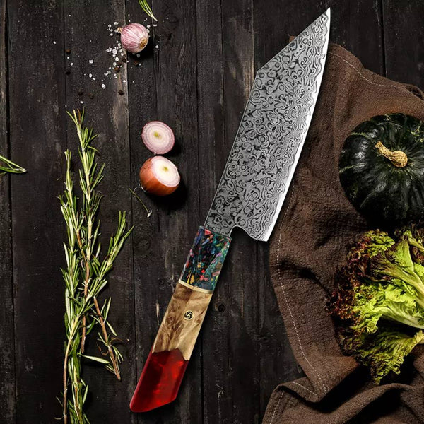 Couteau japonais de cuisine bunka avec epices et legumes 