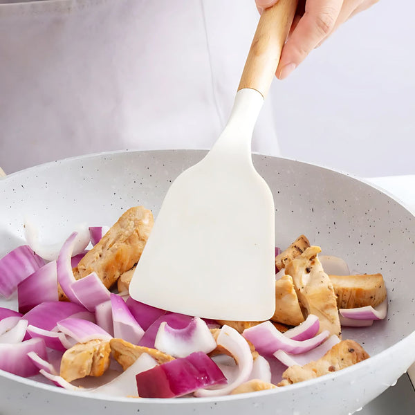 Kit complet d'ustensiles de cuisine en silicone kaki