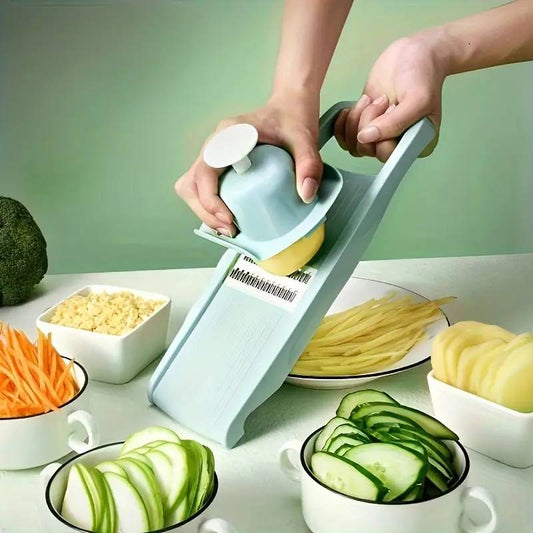 Mandoline de cuisine manuelle verte 5 en 1 