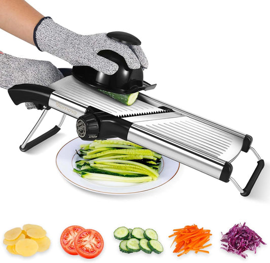 Mandoline Blamovo pour cuisine, mandoline coupe-légumes Julienne avec bouton de commande, épaisseur réglable